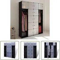 The Living Store Modularer Schrank mit 14 Fächern schwarz/weiß 37x146x180,5cm