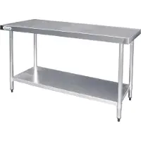 Vogue Edelstahl Arbeitstisch mit Regalboden 150 x 60cm