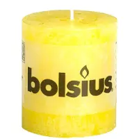 Bolsius 6 x Rustik Stumpenkerze Ø 6,8 cm x 8 cm sonnenblumengelb