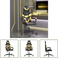 The Living Store Gaming-Stuhl Schwarz und Golden Kunstleder