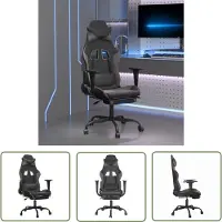 The Living Store Gaming-Stuhl mit Fußstütze Schwarz und Grau Kunstleder