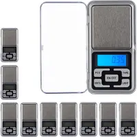 Relaxdays 10 x Digitale Feinwaage Mini Schwarz,Silber,Transparent