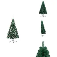vidaXL Künstlicher Halb-Weihnachtsbaum Beleuchtung Kugeln Grün 180 cm - Weihnachtsbäume