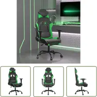 The Living Store Gaming-Stuhl mit Fußstütze Schwarz und Grün Kunstleder