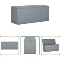 The Living Store Garten-Aufbewahrungsbox 270 L Grau PP Rattan