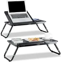Relaxdays 2x Laptoptisch fürs Bett schwarz Schwarz