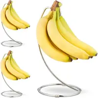 Relaxdays 3 x Bananenhalter mit Haken Silber