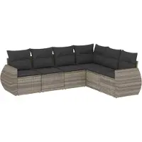 vidaXL 6-tlg. Garten-Sofagarnitur mit Kissen Hellgrau Poly Rattan