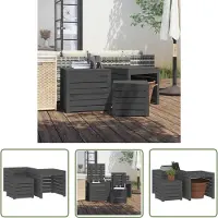 The Living Store 3-tlg. Gartenbox-Set Grau Massivholz Kiefer