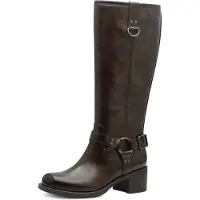 Marco Tozzi Damen Stiefel Langschaft Cowboy Western Boot mit Riemen 2-25517-43, Größe:42 EU, Farbe:Braun