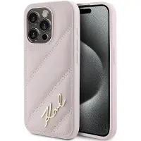 Karl Lagerfeld KLHCP15XPQDSMGP iPhone 15 Pro Max 6.7" różowy/pink hardcase Diagonal Quilted Script