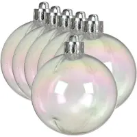 Décoris 6 Weihnachtskugeln Kunststoff 8cm klassisch, bruchsicher Christbaumkugeln Weihnachtsbaumkugeln Christbaumschmuck Weihnachtsbaumschmuck Klar irisierend