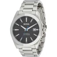 BOSS Quarzuhr "STRIKE", silber (silberfarben, schwarz), Armbanduhren, Herren, Quarzuhr, Armbanduhr, Damenuhr, Herrenuhr, Edelstahlarmband, analog, Tag