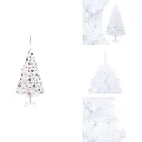 vidaXL Künstlicher Weihnachtsbaum mit Beleuchtung & Kugeln Weiß 150 cm - Weihnachtsbäume
