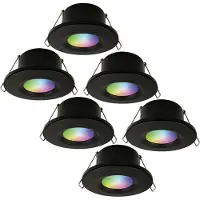 HOFTRONIC™ hoftronicsmart LED Einbaustrahler 6W 450lm RGBWW IP65 Schwarz 6er Set