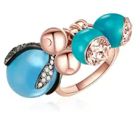 Lulu & Jane Ring Metall-Legierung verziert mit Kristallen von Swarovski in roségold | Gr.: 56