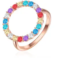 Lulu & Jane Ring Kreis Messing verziert mit Kristallen von Swarovski in roségold | Gr.: 52