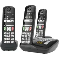 Gigaset A735A TRIO, Analoges/DECT-Telefon, Kabelloses Mobilteil, 100 Eintragungen, Schwarz