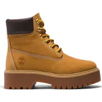 Timberland für Damen. TB1A5RJD2311 Stone Street 6 braune Lederstiefeletten (38.5 W), 3 bis 5 cm, Schnürsenkel, Lässig