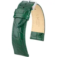 Hirsch 12302840-2-18 Uhrenarmband Crocograin M 18 mm Leder Grün