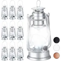 Relaxdays 10 x Sturmlaterne LED silber Silber,Transparent
