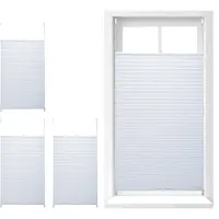 Relaxdays 4 x Plissee Rollo ohne Bohren, Klemmfix zum Kleben, Faltrollo lichtdurchlässig, Faltstore weiß, BxH: 90 x 210 cm