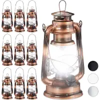 Relaxdays 10 x Sturmlaterne LED kupfer Kupfer,Transparent