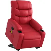 vidaXL Massagesessel mit Aufstehhilfe Elektrisch Rot Kunstleder