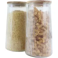 OTIX Vorratsgläser aus Glas mit Deckel Bonbongläser Set aus 2 Stück Akazienholz 1300 ml SIRIUS
