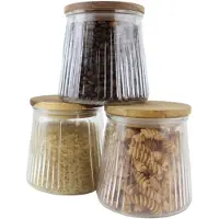 OTIX Vorratsgläser aus Glas mit Deckel, Bonbongläser-Set aus 3 Acacia Holz 650ml SIRIUS