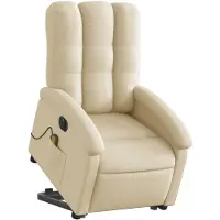 vidaXL Elektrischer Massagesessel mit Aufstehhilfe Creme Stoff