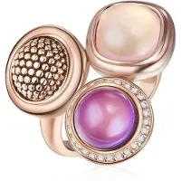Lulu & Jane Ring Metall-Legierung Glas in roségold | Gr.: 50