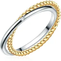 Lulu & Jane Diamant-Ring Sterling Silber Diamant in silber/gelbgold | Gr.: 52