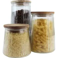 OTIX Vorratsgläser aus Glas mit Deckel Süßigkeiten-Set aus 3 Acacia Wood Verschiedene Größen SIRIUS