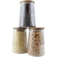 OTIX Vorratsgläser mit Deckel Süßigkeiten-Set aus 3 Acacia-Holz 950 ml SIRIUS