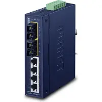 Planet Industrial Fast Ethernet Switch 4-Port 10/100 Mbps RJ45 + 2-Port 100Base-FX, IP30, Temp Range -40øC75øC, Unmanaged, L2, Fast Ethernet (10/100), Vollduplex, Wandmontage