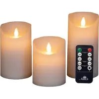 Annas collection Batterie Beleuchtung 3 Wachskerzen rustikal mit beweglicher Flamme