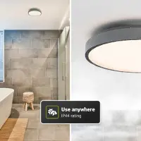 HOFTRONIC™ LED-Deckenleuchte 24W IP44 2600lm CCT Schwarz Ø35 cm