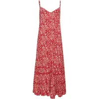 Superdry für Damen. W8011294A Langes rotes trägerloses Kleid (M), Lässig, Viskose, Ärmellos / Hosenträger