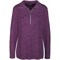 Goldner Longpullover "Kurzgröße Flauschiges Troyer- Shirt" Flauschig angeraute Melange-Qualität