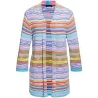 Goldner Kurzgröße: Jacquard-Strickjacke mit Ethno-Muster in eisblau / gemustert | Gr.: 23