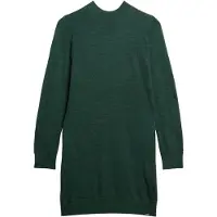 Superdry für Damen. W8011223A Grünes Strickkleid aus Merinowolle (M), Lässig, Langarm
