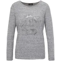 Goldner Kurzgröße: Jerseyshirt mit grafischem Motiv in silbergrau / melange | Gr.: 23