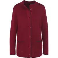 Goldner Strickjacke "Herbstcardigan mit Stehkragen" Farblich abgesetzte Steppstiche