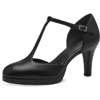 Tamaris Damen Pumps T-Riemen T-Strap Plateau Stiletto 1-22404-42, Größe:39 EU, Farbe:Schwarz