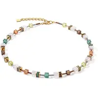 Coeur de Lion 3018/10-911 Damen-Halskette GeoCUBE Oliv-Braun