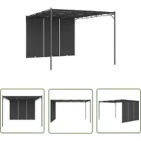 The Living Store Gartenpavillon mit Seitenvorhang 4x3x2,25 m Anthrazit