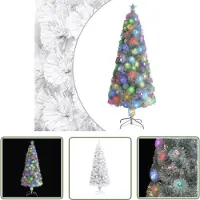 The Living Store Künstlicher Weihnachtsbaum mit LED Weiß 240 cm Glasfaser
