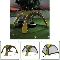 The Living Store Partyzelt mit LED und 4 Seitenwänden 3,6x3,6x2,3 m Grün