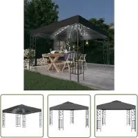 The Living Store Pavillon mit LED-Lichterkette 3x3 m Anthrazit